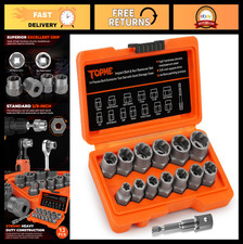 14-Piece Impact-Grade Nut Remover Set, CR-MO Steel Bolt Extractor Kit