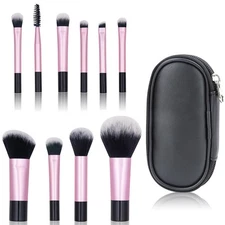 10 Pcs Mini Travel Makeup Brushes Set with Pouch Bag for Women Girls