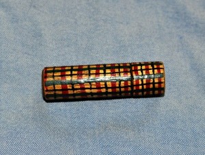 FOLD ART NEEDLE CASE VTG hand painted  Needle  Wooden Sewing Tube Case w/Needles