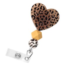 Leopard Heart Badge Reel, Nurse Badge Reel Retractable ID Clip with Alligator...
