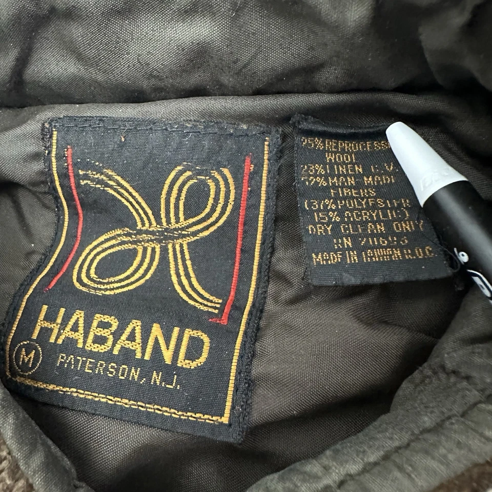 Vintage Haband Plaid Wool Shirt Button Up Size Medium Double Pocket Brown - Image 3 of 4