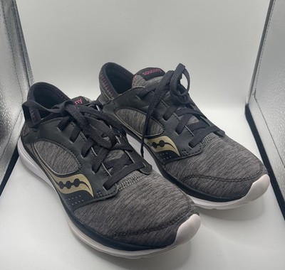 Saucony Kineta Relay Black & Gray Running Shoes S15244-14 Womens Sz 7.5