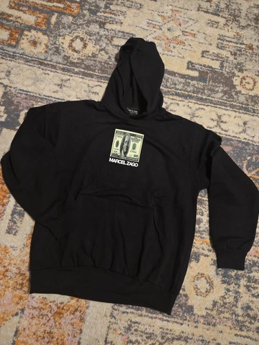 Sweat à capuche noir Marcel Zago Supreme cent dollars taille L