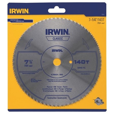 Irwin 7-1/4'' Classic Steel Circular Saw Blade 140T 5/8'' Arbor