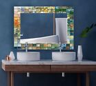 Green & White Mosaic Wall Mirror