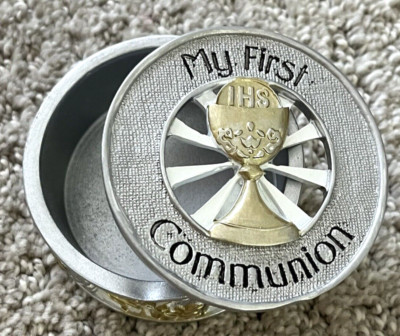 My First Communion Silver Gold Keepsake Box Collection Joseph's Studio by Roman
