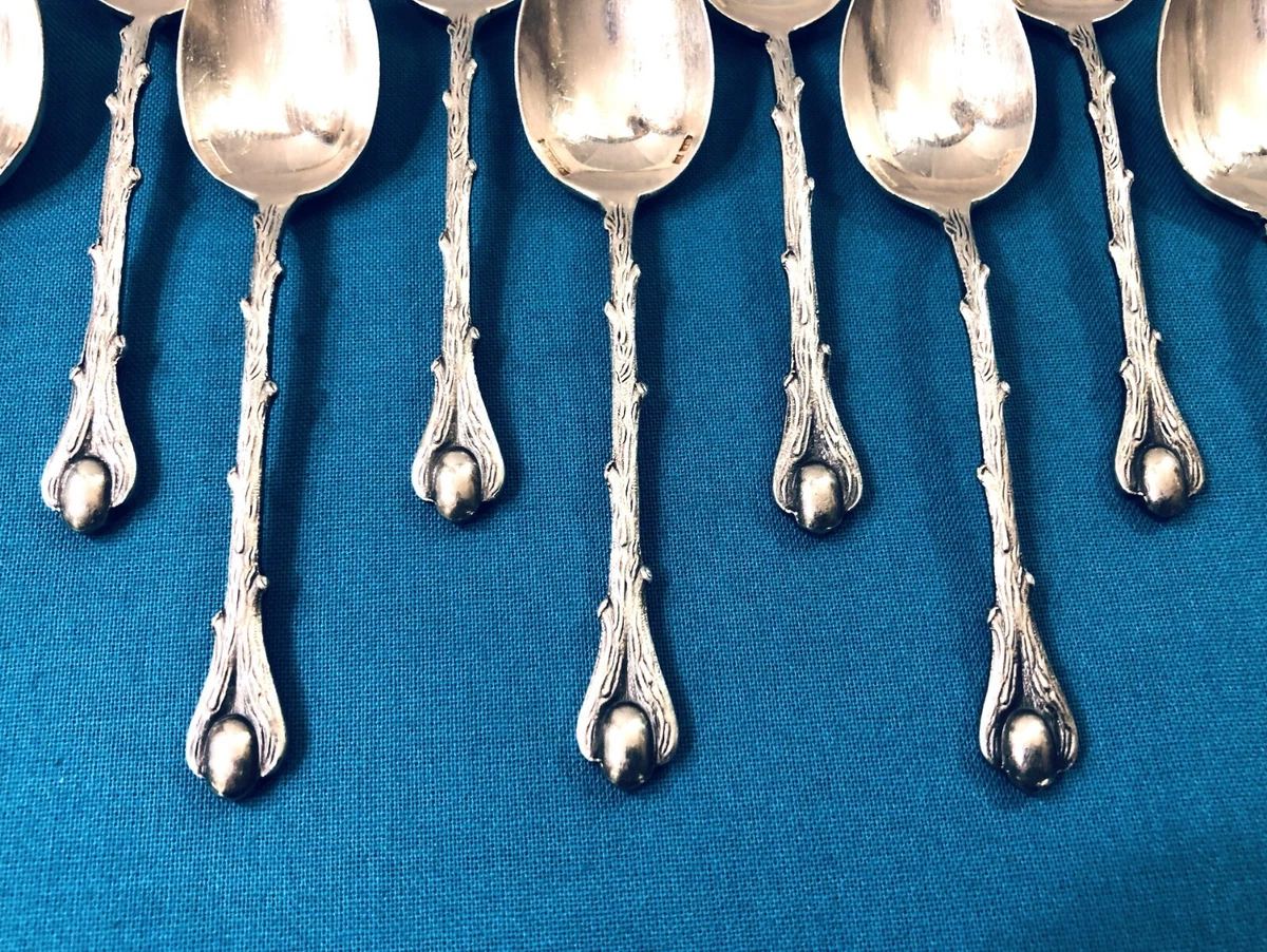 11 cuillères à moka DEETJEN modèle GRAIN DE CAFE métal argenté Couvert 10,5 cm