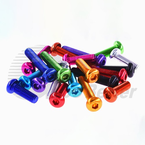 M2.5 Aluminum Button Head Socket Cap Screws Allen Bolts Hex Drive Anodize Colors - Picture 8 of 8