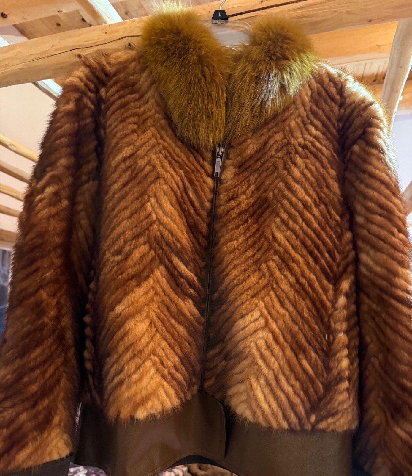 Mink and Leather Jacket Fox Collar