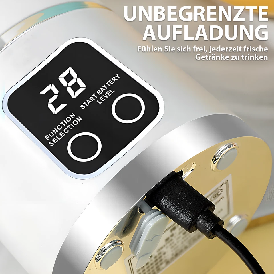 Frullatore portatile 450 ml frullatore USB frullatore a immersione mini mixer to go per sport - Immagine 4 di 4