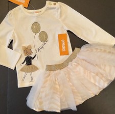 NWT Girls 6-12 mo Gymboree CITY KITTY 2pc Metallic Gold TUTU SKIRT Ivory TOP