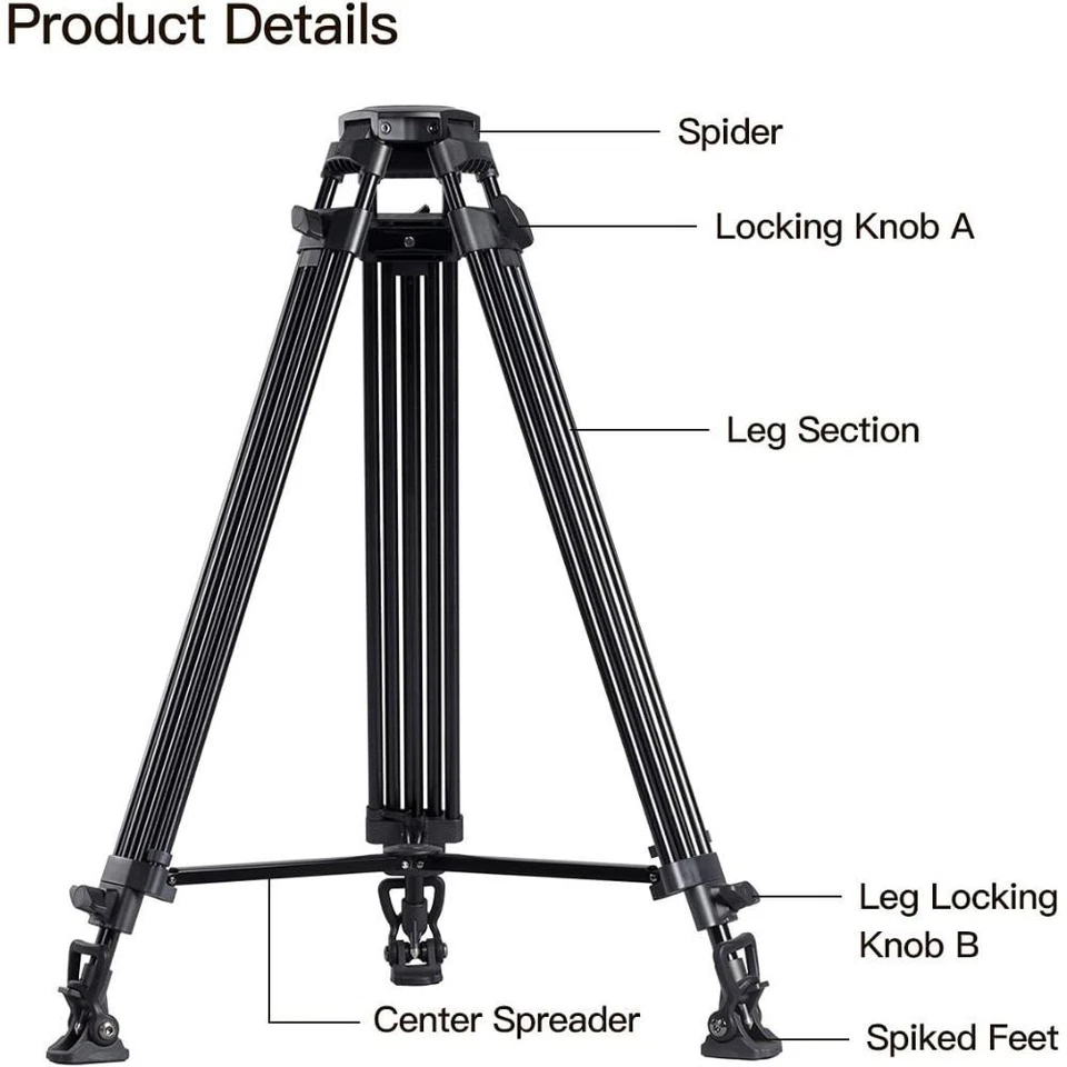 Sirui SH25 Aluminum Video Tripod with Fluid Head - Image 4 of 4