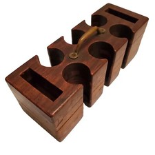 Wooden Poker Chip Holder Antique Brass Handle...