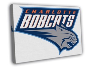 Charlotte Bobcats Logo Basketball Sport Art Framed Canvas Wall Print