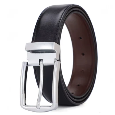 COLOMAX Echt Leder Gürtel Wendegürtel 110 - 130 cm Schwarz Braun Herren Damen Unisex