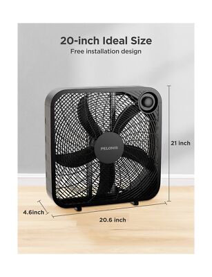 PELONIS ペロニス 3段風速 ボックスファン Amazon.com: Pelonis Box Fan 20 Inch – Adjustable 3 Speeds