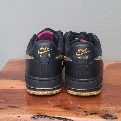 Tenis Nike Air Force 1 Top Bajo Negro Holográficas Oro Calor Vintage 4Y = 6 Mujer - Imagen 7 de 11