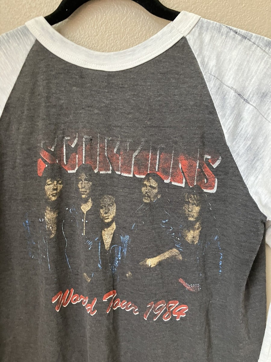 vtg 80s SCORPIONS US TOUR 1984 ROCK BAND RAGLAN JERSEY 3/4 vtg 80s SCORPIONS US TOUR 1984 ROCK BAND RAGLAN JERSEY 3/4