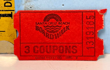 1970s Santa Cruz Beach Boardwalk 3 Coupon Tic...