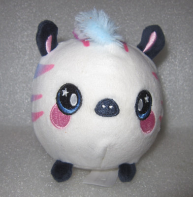 SQUEEZAMALS ZACHRY THE ZEBRA 3.5 INCH TALL PLUSH BALL SOFT TOY SCENTED SERIES 2