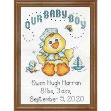 Kit punto croce contato Design Works "Baby Chick Boy", 13x18 cm