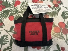 Trader Joe's Micro Tote Bag With Red Grocery Bag Limited Edition New