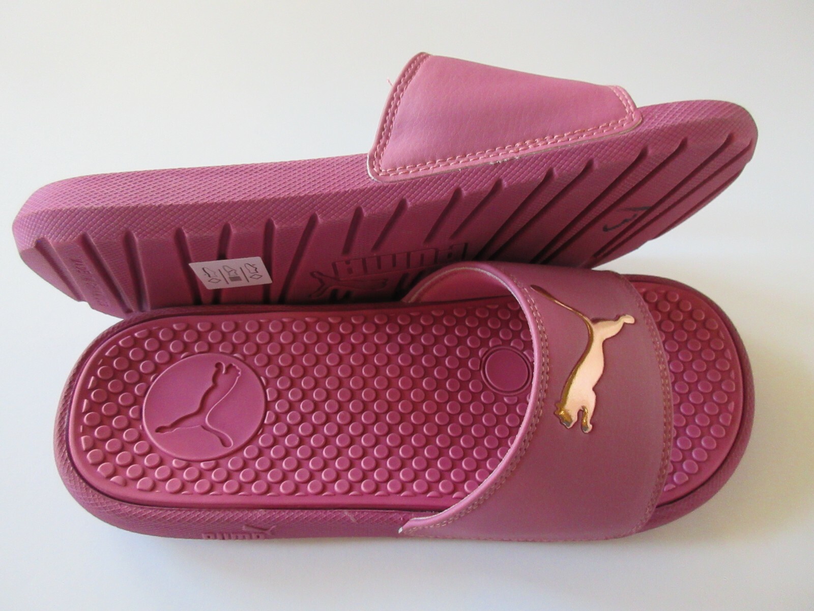 PANTOFOLA D’ORO Puma Cool Cat Sport Donna Casual Slide Logo Polvere Rosa Oro Rosa Nuovo