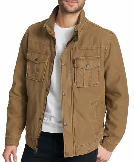 Levi's Men's Brown Cotton Twill Jacket with Quilted Levi's Men's Brown Cotton Twill Jacket with Quilted