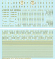 HO123 - Norfolk and Western Passenger Car DECALS -ShellScale Decals
