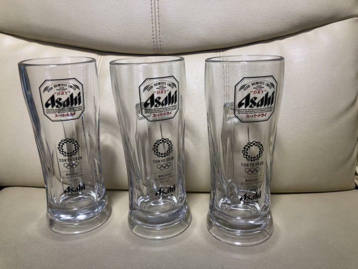 Asahi SUPER DRY Beer Mug Set of 3 Tokyo 2020 Olympic Limited Edition 555ml NEW