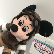Disney Mickey Mouse Pilot Aviator Bean Bag Plush 8" Vintage