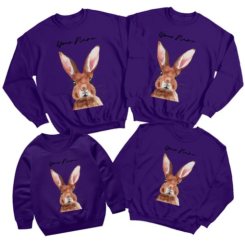 Personalised Family Rabbit Happy Easter Sweatshirt Jumper Matching Outfit #ED - Picture 21 of 27