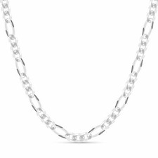 Italy Made .925 Sterling Silver 8mm Solid Figaro Men Necklace Chain In 7 - 30"