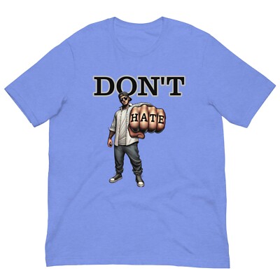 DON'T HATE SHIRT - KNUCKLES BAD BOY TATTOO - ALL SIZES - HEATHER BLUE