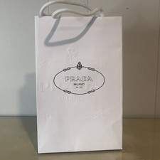 AUTHENTIC Prada Milano White Paper Embossed Gift Shopping Bag 10 x 6.5 x 3