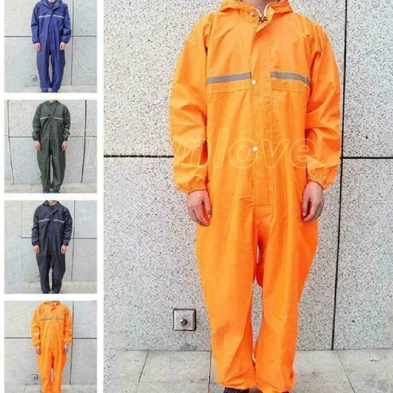 Mens Rain Suit Overalls Waterproof Raincoat Full Body Jumpsuit Rainwear  Coats