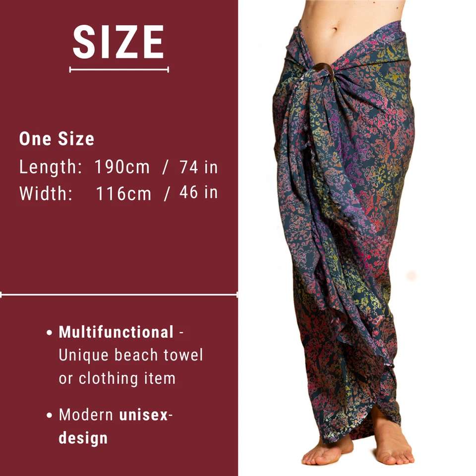 PANASIAM Sarong bunte Designs, Strandtuch Pareo batik handgemacht Schal Halstuch - Bild 2 von 2