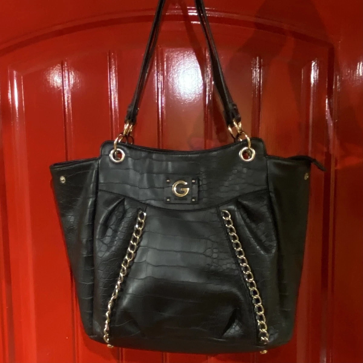 Guess Brand Black Shoulder Bag Purse 100% PU Leather