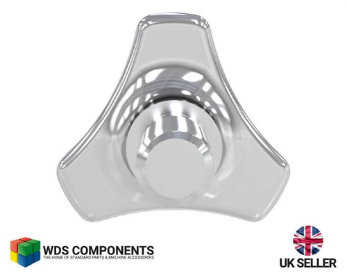 Tri Knob handle with Male M10x1.5 thread 15mm long polished 316 stainless steel - Picture 5 of 7