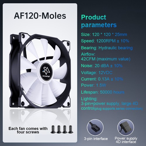 12cm Computer PC Case Fan PWM 4Pin Intelligent Temperature Control Cooling Fan - Afbeelding 14 van 14