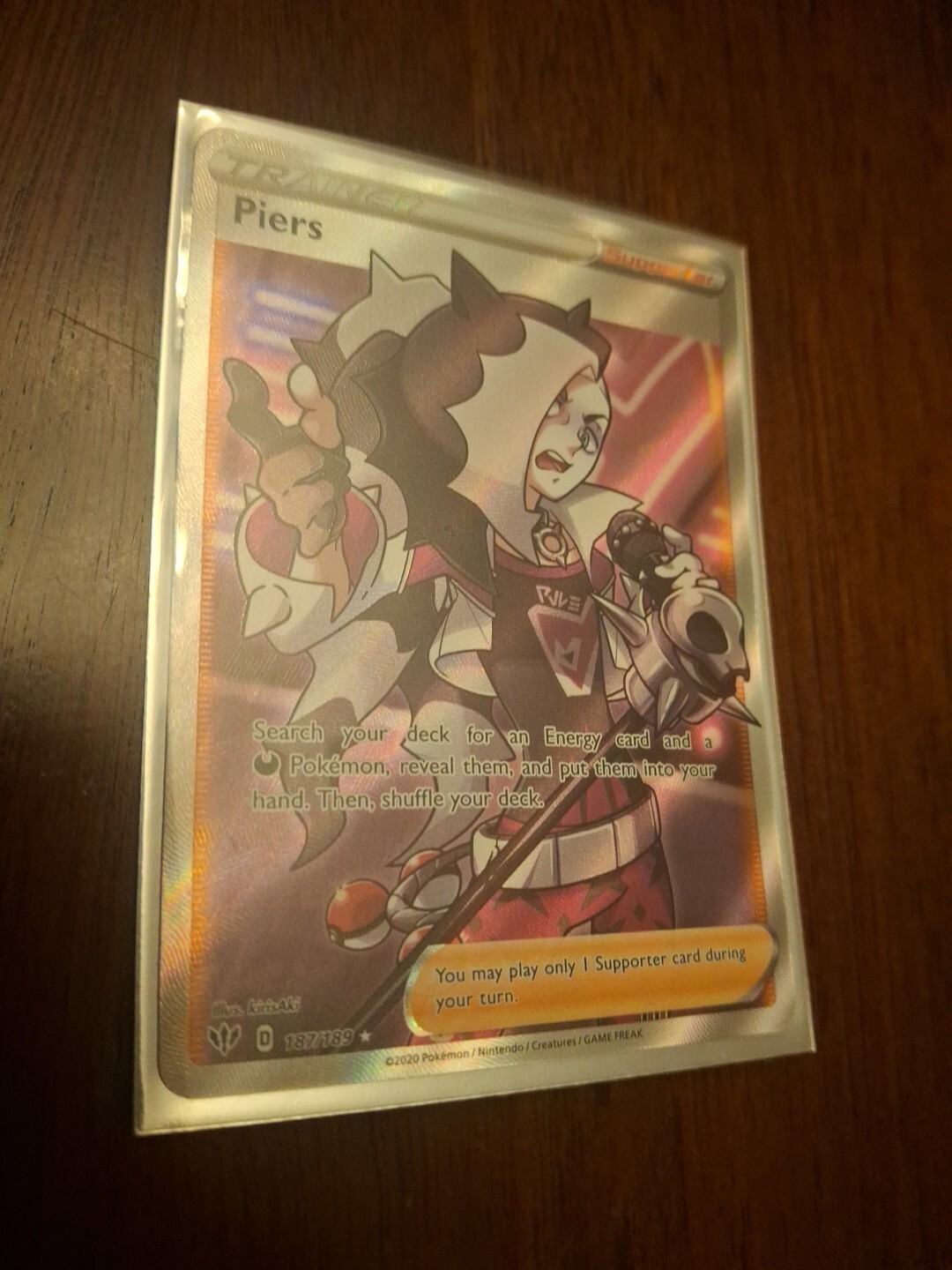 Piers 187/189 Full Art Ultra Rare Card Pokémon Darkness Ablaze - NM
