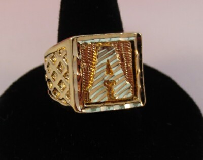 J-MANIA Herren 14KT Gold Vergoldet Letter A Initial Hip Hop Ring - Größe 8