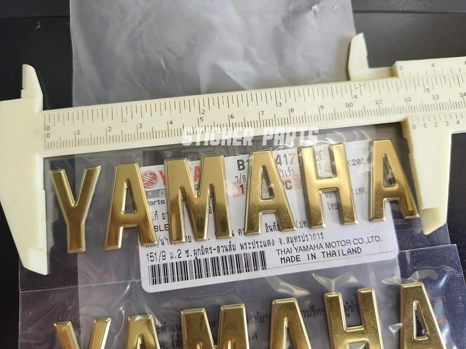 2X SET STICKER FOR YAMAHA FUEL TANK EMBLEM LOGO DECAL FAIRING GOLD 3D 28x120 MM. - Изображение 3 из 4
