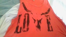 Oatt USA Size M/L Longhorn LOVE TankTop Crop Cow Skull Western Cowgirl FLAWED