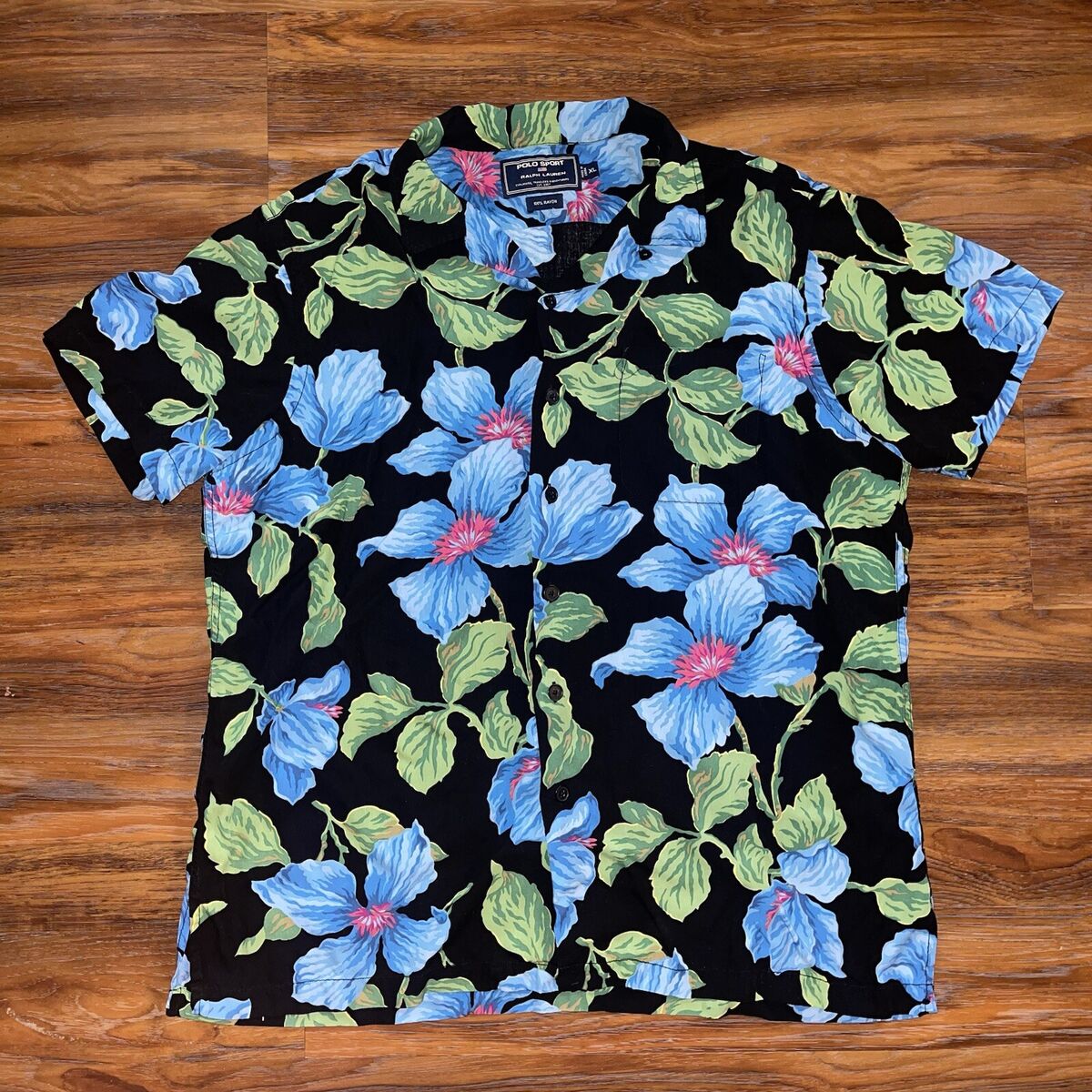Vintage 90s Polo Sport Ralph Lauren Rayon Black Hawaiian Vintage 90s Polo Sport Ralph Lauren Rayon Black Hawaiian