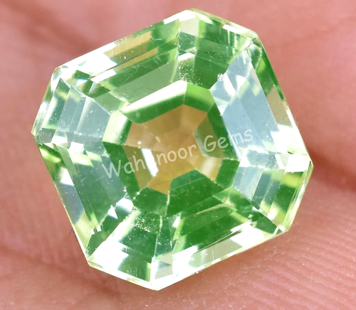 8.50 Ct Natural Green Peridot Emerald Shape VVS Pak Gemstone AGL Certified - Picture 2 of 8