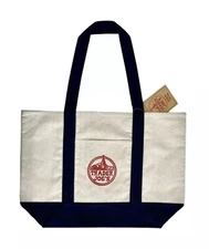 BRAND NEW Trader Joe's Reusable Canvas Eco Tote Bag Heavy Duty Bag White/Blue