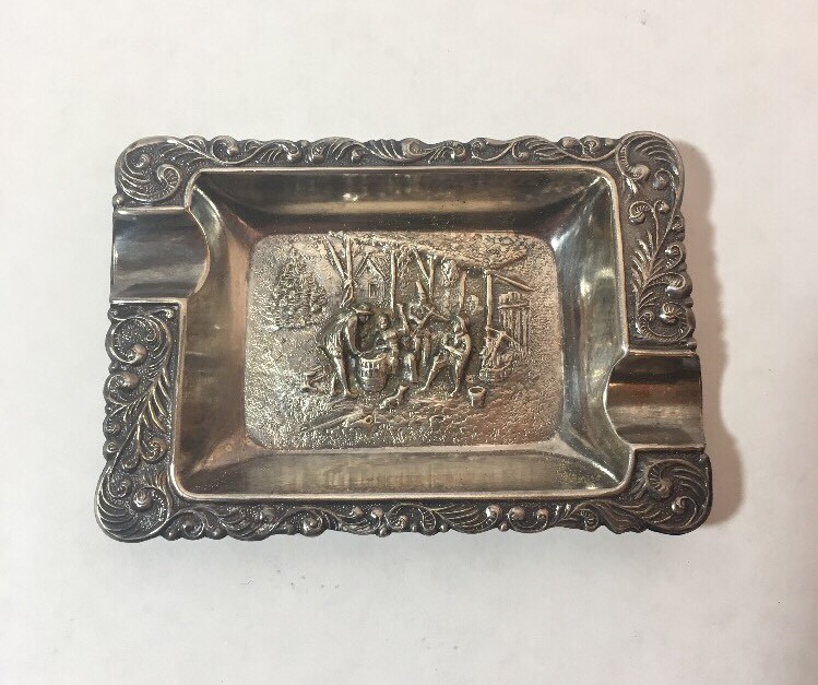 イタリア・銀器　ヴィンテージ ダイス型シルバーボックス 1950s VINTAGE DENMARK HANS JENSEN ASHTRAY SILVER PLATED TAVERN SCENE | eBay