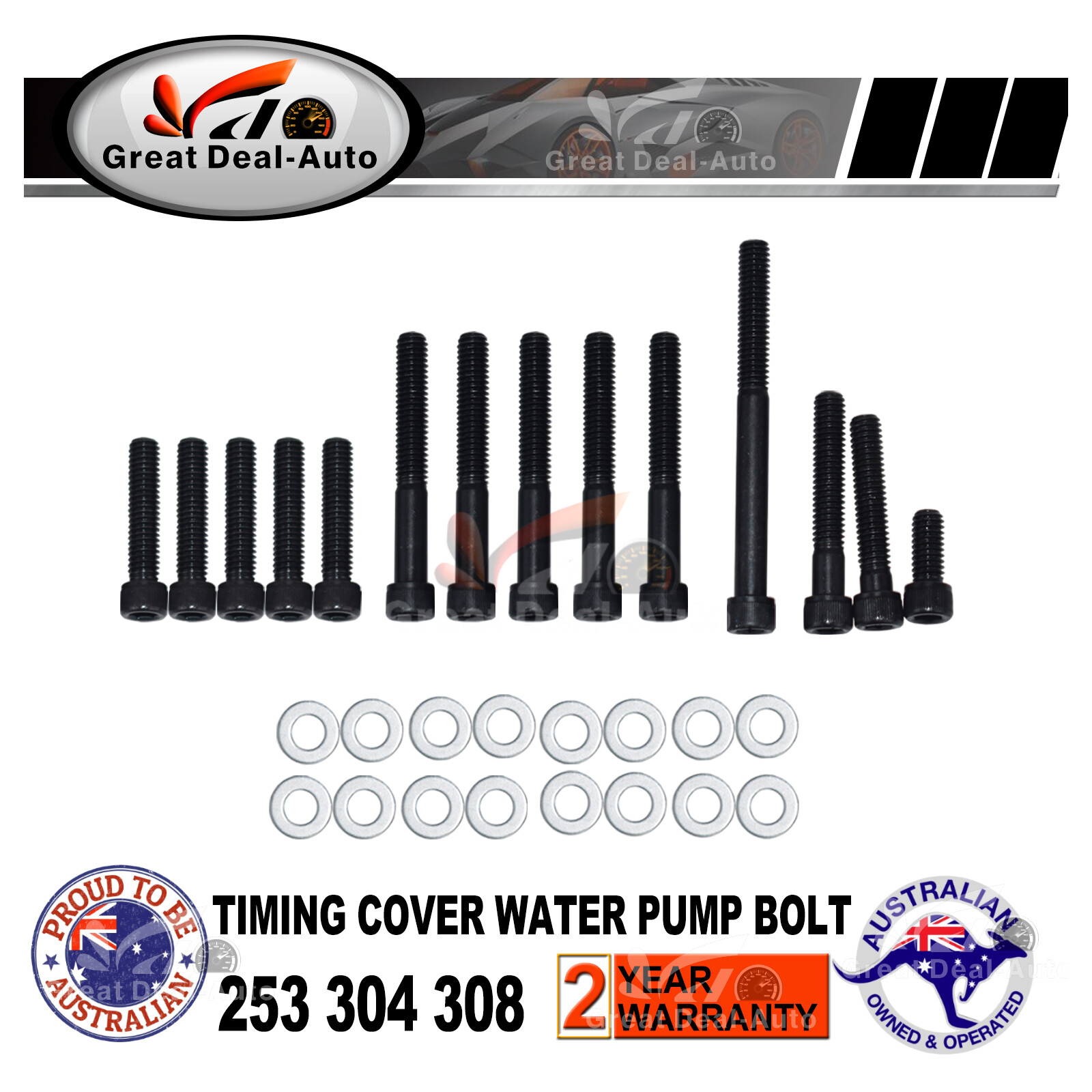 Black Steel TIMING COVER BOLTS KIT For Holden 253 304 308 V8 Commodore