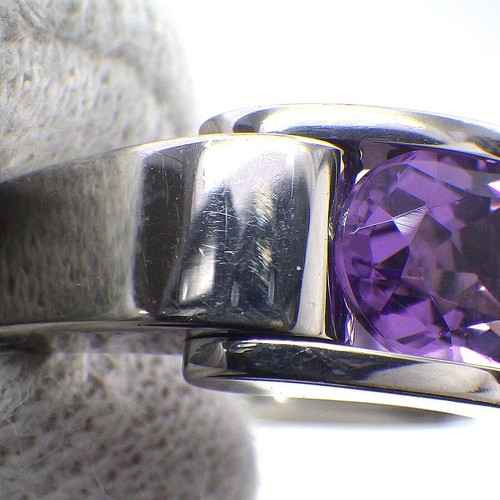 MAUBOUSSIN Ring 1 Point Oval Cut Amethyst 750(18K) White Gold #52 US6 - Picture 6 of 8